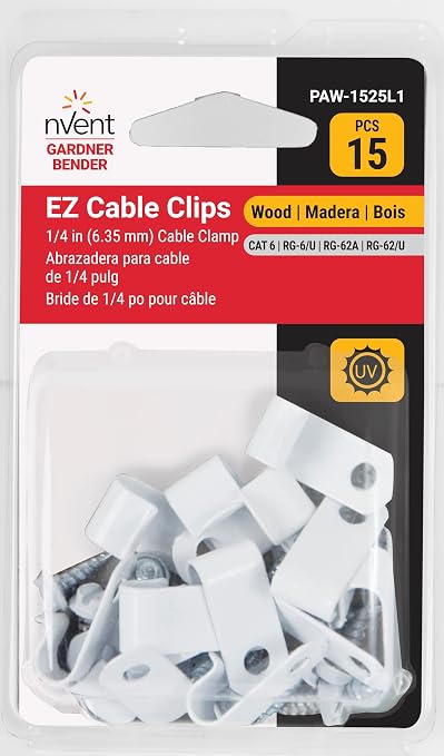 Gardner Bender PAW-1525L1 EZ-Cable Clip, 1/4 in., White