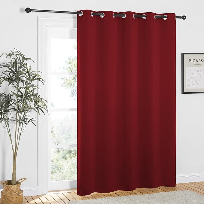 NICETOWN Burgundy Red Blackout Curtains 84 inch Length, Grommet Top Room Darkening Drapes for Bedroom Living Room, Light Blocking Window Covering for Privacy (W66 x L84 Inch, 1 Panel)