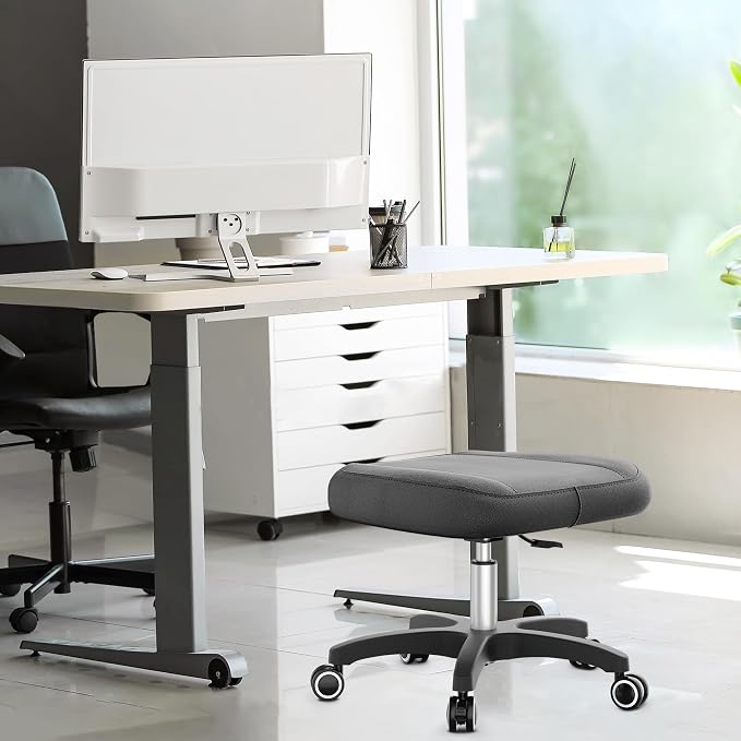 TASALON Adjustable Height Rolling Footrest Stool with Lockable 360° Wheels | Multi-use rest ottoman suitable for home, office workstation and video gaming scenarios