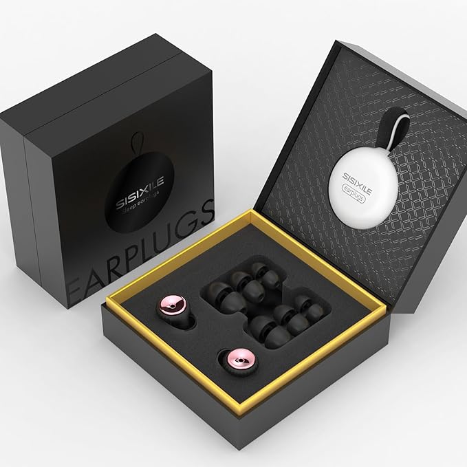 2 Pairs Noise Cancelling Earplugs with Premium Metal Design and Elegant Gift Box – for Sleeping, Concerts, Travel, Noise Sensitive – 35dB Reusable Silicone Earplugs for Men and Women,Rose Gold