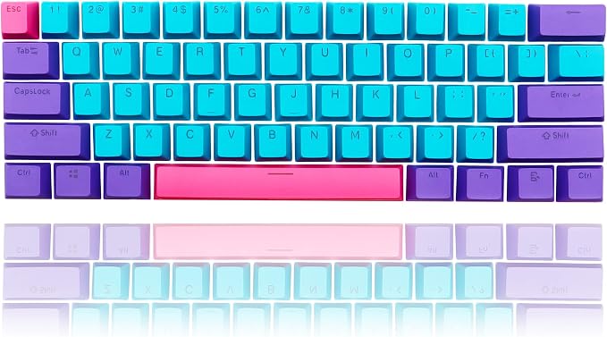 GTSP 61 Keycaps 60 Percent, OEM Profile PBT Keycap Set with Key Puller for Mechanical Keyboard Joker (Only keycaps) Blue