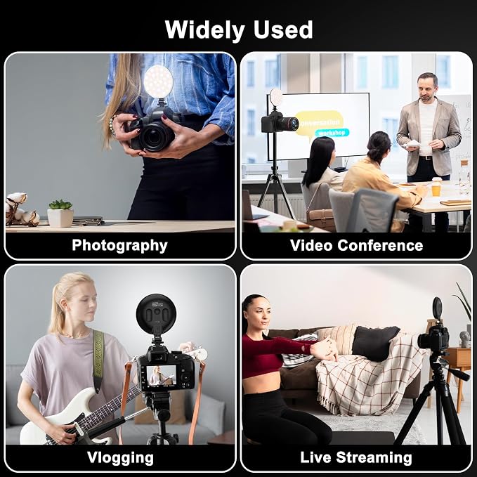 Hagibis LED Video Light,2500mAh Rechargeable Camera Light, CRI97+ Dimmable Ring Light with Cold Shoe Mount, Portable Photography Lighting for Camera Phone Photography, Vlog Filming&TikTok Live (Black)