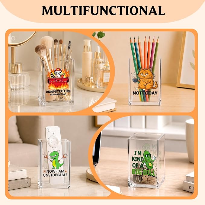 YAZMEEN Vintage Gift Acrylic Pen Holder - I'm Not Old, I'm Vintage Desk Organizer - Office & Home Desk Accessories - Birthday Gift for Women, Mom, Grandma, Friends