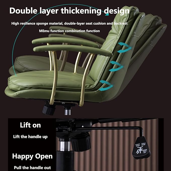Task Chairs Office Chair High Back Pu Leather Desk Chairs Height Adjustable Computer Chair with Armrests and Castors Load 400lbs Chair Ergonomic