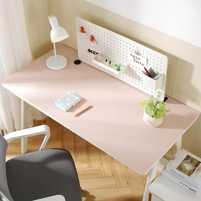 Dry Erase Desk Mat for Making Plans,27.5"x13.8" Writable & Erasable Desk Mouse Pad with 2 Markers & 2 Cloths,Waterproof Writing Desk Pad for Office Home School (Pale Pink)