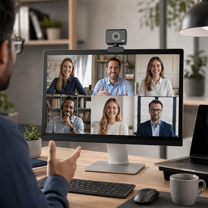 Webcam for PC, 1080P Full HD USB Webcam with Privacy Cover & Built-in Microphone, Plug and Play Computer Web Camera for Video Conference Online Class Live Streaming Video Calling