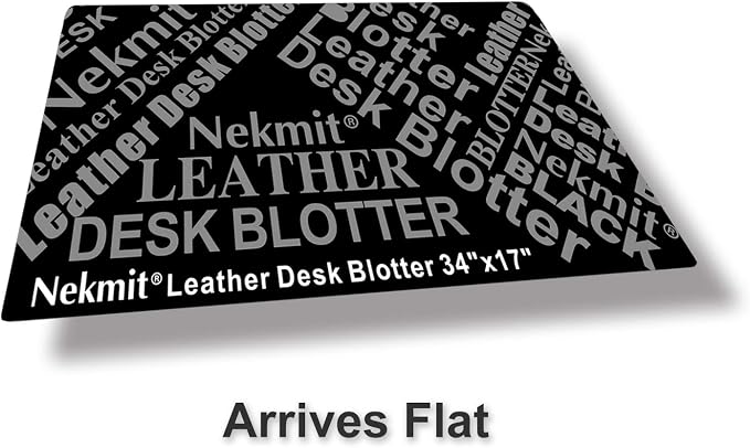 Nekmit Leather Desk Blotter Pad 34 x 17 Inches, Flat, Non-Slip, Waterproof, Black