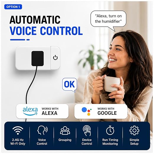 4 Pack Smart Home Wi-Fi Plugs - Alexa & Google Home Compatible, White, Toggle Switch, Automatic Operation