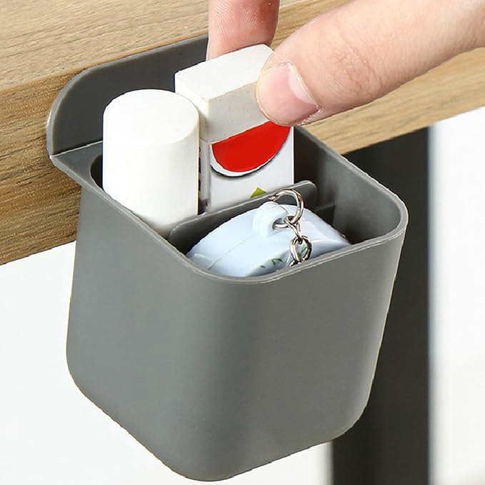 Screen Pen Storage Container PP Multi Purpose Stick On Desk Screen Organizers Desktop Pencil Holders Organizer (Grey)