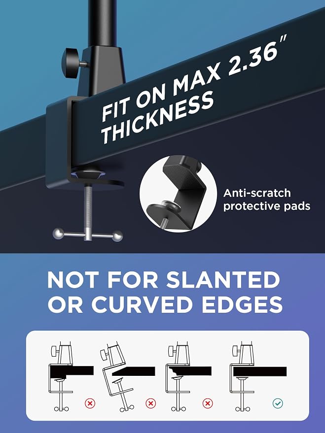 InnoGear Mic Boom Arm, Microphone Stand with Cable Management Channels Height Riser for Blue Yeti FIFINE AM8 K669B HyperX QuadCast S SoloCast AT2020 Shure SM7B MV7 and Other Mics