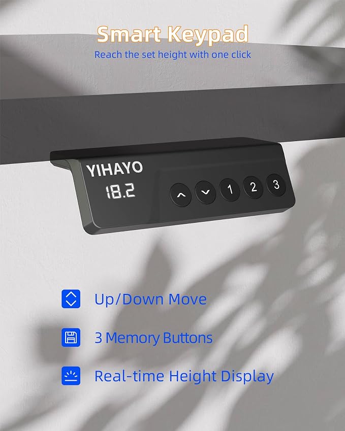 YIHAYO Low Height Adjustable Desk, Lifts 18.1-28.3 Inches, Electric Standing Desk for Short People, 60 x 24 Inches Computer Table with Splice Board for Home Office, White