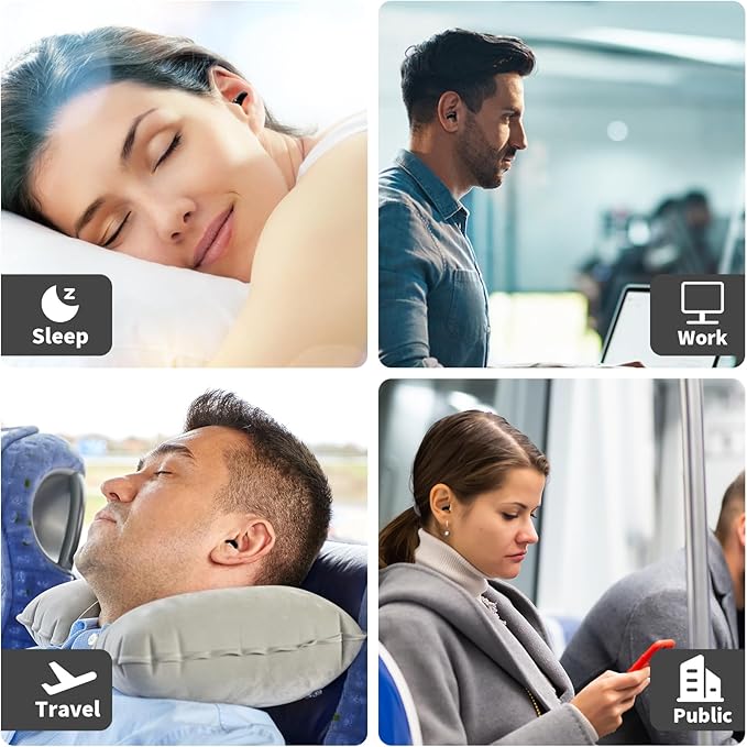 EarPlugs for Sleeping Noise Cancelling, Reusable Silicone Ear Plugs, Noise Reduction Earbuds for Travel, Concerts, Deep Focus, Hearing Protection Headphones, 85% 40dB Noise Reduction (Black)