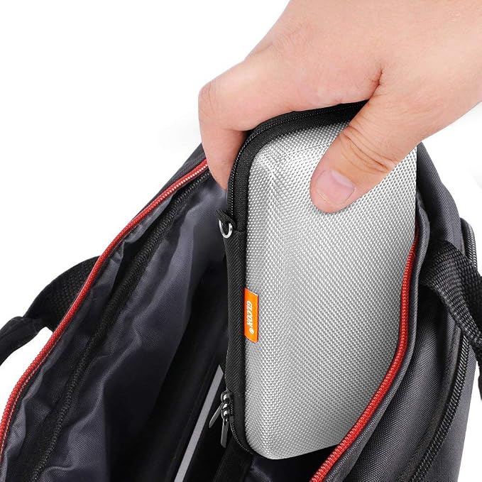 Portable Protection Hard EVA Travel Carrying Case with Mesh Pocket, Shockproof Exterior - Universal Small Electronic Tech Zipper Bag Pouch Organizer for Cell Phone, Charger, Cord, Cable - Silver