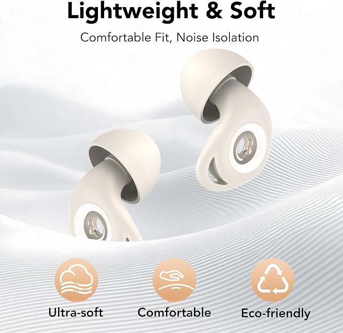 Ear Plugs for Concert,Noise Cancelling Silicone Earplugs,45 dB,Soft and Reusable,Hearing Protection with 8 Earpieces in 4 Sizes(XS/S/M/L),Carrying Bag,for Sleeping,Concert,Working,Travelling,White