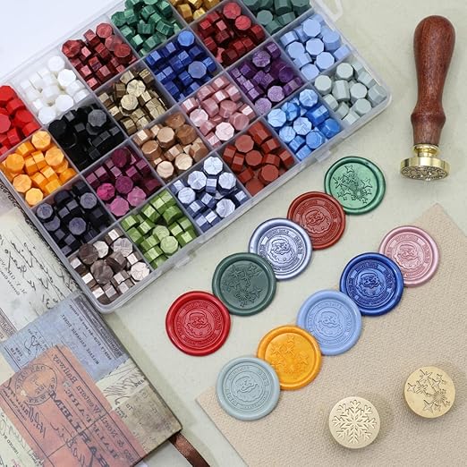 1250 Pcs Assorted Color Sealing Wax Beads Bulk - 48 Colors Wax Seal Pellets Kit for Stamp Seals, Wedding Invitations, Envelope Sealing, DIY Crafts - Multicolor Pellets for Gift Ideas (B, 49)