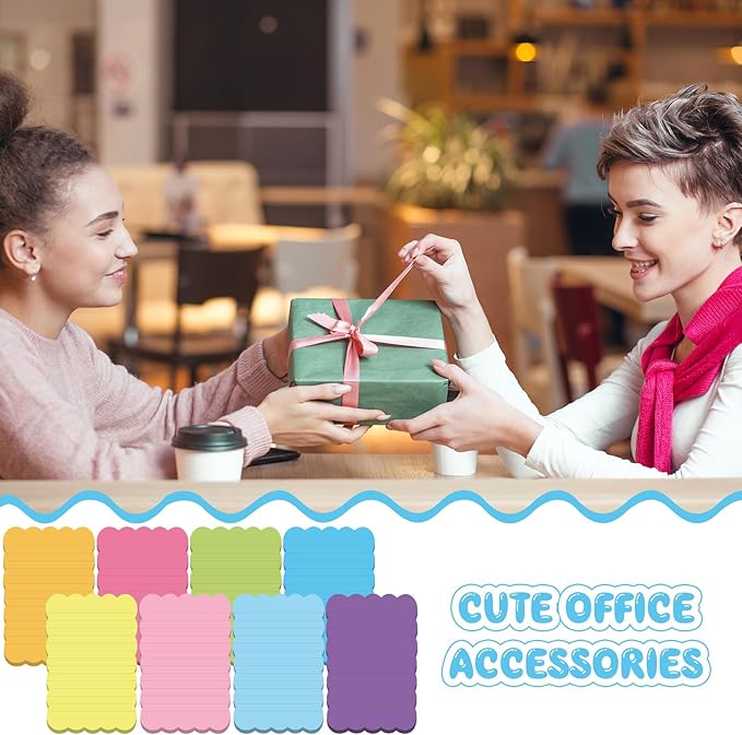 Eaasty 8 Pack Scalloped Aesthetic Sticky Notes Bulk Colorful Cute Wavy Self Sticky Note Pads 4" x 6" Lined Rainbow Colors Note Pads for Back to School Office Supplies 240 Sheets