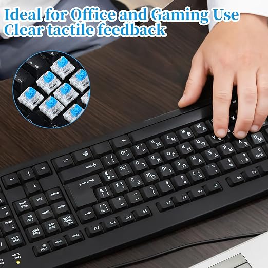 Qianyu 30 Pcs Blue Mechanical Keyboard Switches with Switch Puller and Brush 3-Pin Clicky Key Switches Dustproof DIY Replacement Kit for Gaming Keyboards Typists Gamers