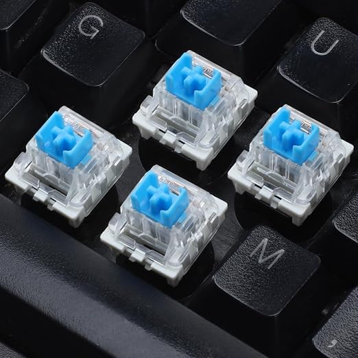 50 PCS Keyboard Switch Blue Mechanical Keyboard Switches 3 Pin Pre-Lubricated Clicky Switches with Remover Tool Dustproof and Waterproof Keyboards Accessories for Mechanical Gaming Keyboards