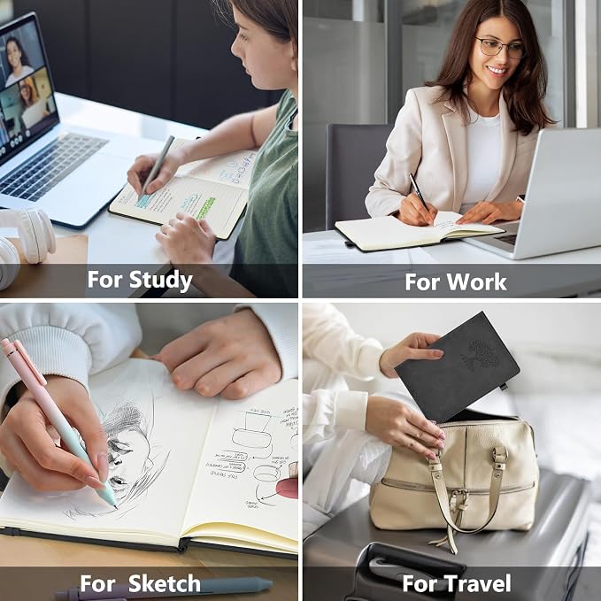 PERCUN Lined Journal Notebook for Men & Women, 160 Pages Leather Journals for Writing, A5 Hardcover Notebooks for Note Taking, Work, School, Business, Travel,Daily Diary 5.9" x 8.5" (Black)