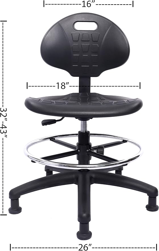 ESD Anti Static Ergonomic Polyurethane Chair Adjustable Height Heavy Duty Easy to Clean for Research, Laboratory and Cleanroom (Glides, Medium Chair)