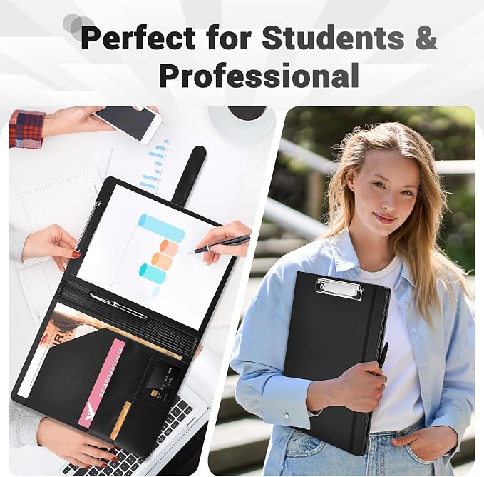 Padfolio with Clipboard Pacific Mailer Clipboard Notebook Resume Portfolio Folder Legal Document Organizer Legal Pad Holder for Interview School Business Office Conference