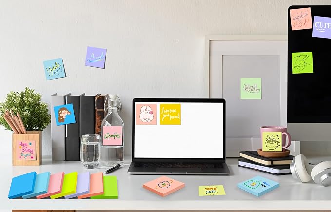 18-Pack Sticky Notes 3x3 Inch, 1008 Sheets Super Sticky Pastel Memo Pads, Recyclable Self-Stick Notes, 9 Soft Colors, Easy to Stick & Reposition for Office School Home