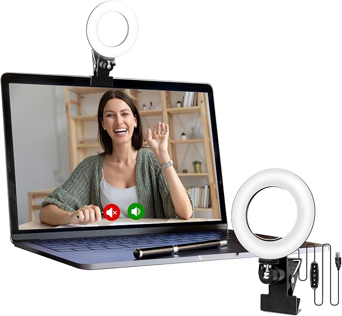 Cyezcor Video Conference Lighting Kit, Clip on Light Reading Lights, Ring Light, 360 ° Flexible Gooseneck Bed Night Light ,Computer Laptop Video Conferencing