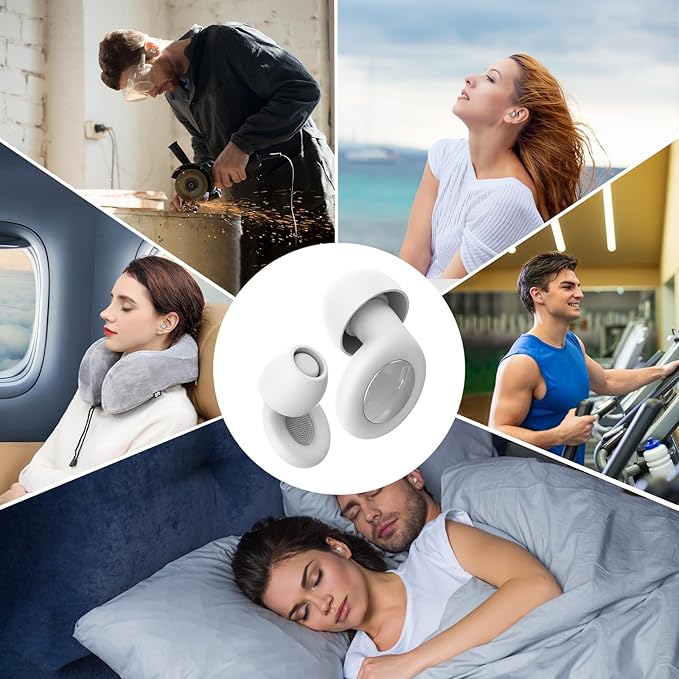 Ear Plugs for Sleeping Noise Cancelling,Comfortable Silicone Earplugs for Sleeping Hearing Protection Ear Plugs for Sleep, Focus, Noise Sensitivity,Off-White