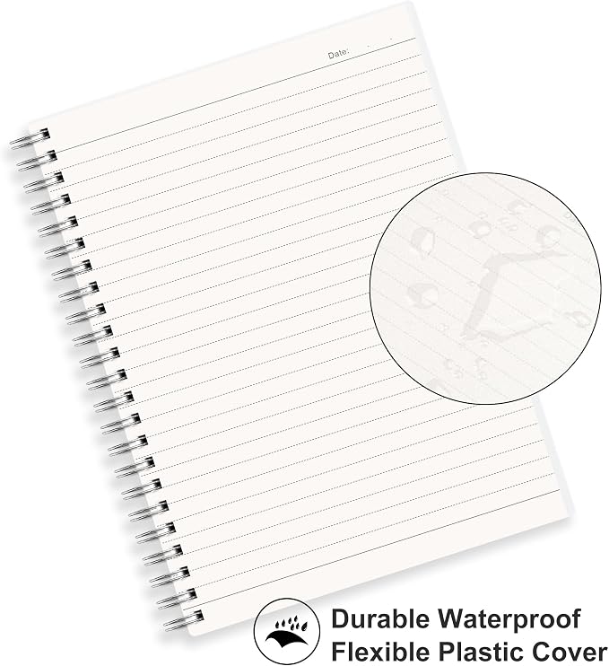 RETTACY Spiral College Ruled Notebook, 3-Pack, 160 Pages per Pack, A5 Medium Size (5.7" x 8.3"), for School, Work, Writing, Journaling, 100 GSM Thick Paper, Flexible Plastic Cover