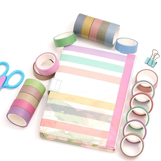 YUBBAEX 20 Rolls Solid Colors Washi Tape Set Pastel Colored Masking Rainbow Decorative Tapes, Designer's Selection (Macaron)
