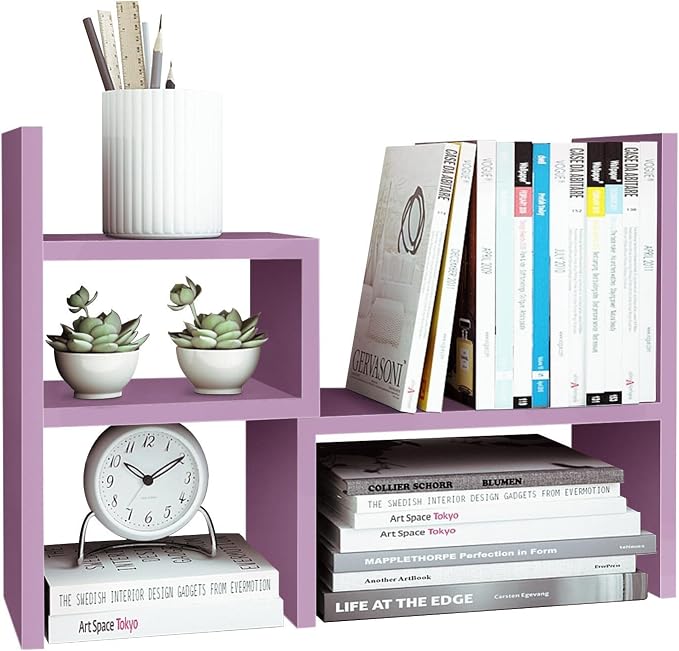 Jerry & Maggie Desktop Organizer Office Storage Rack Adjustable Wood Display Shelf Birthday Gifts Toy Home Decor Free Style Rotation Display True Natural Stand Shelf (Violet) | Wooden Desk Organizer, Cute Dorm & Cubicle Decor. Stores Makeup & Mini Plan...