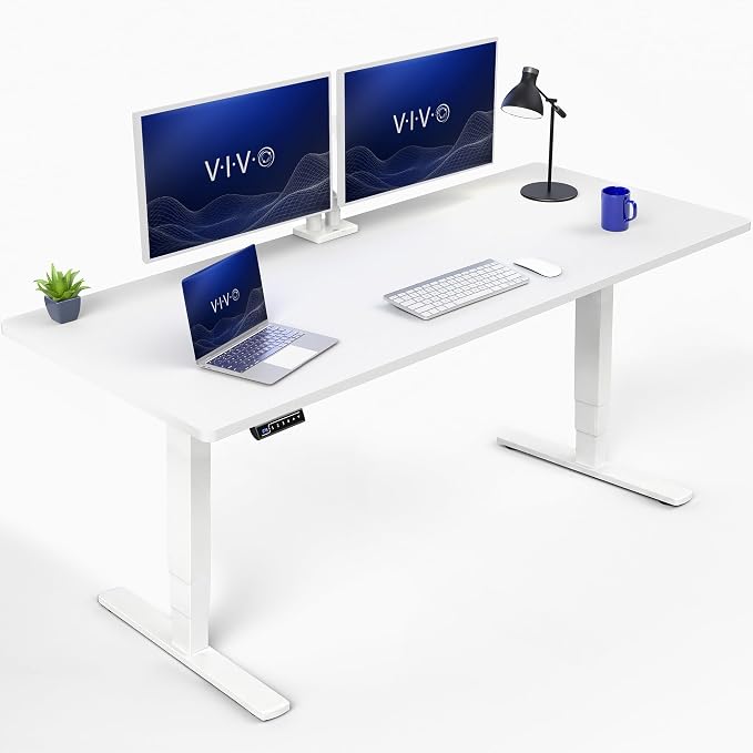 VIVO Electric 71 x 30 in Standing Desk, Touch Screen Adjustment, 220 lb Frame Support, 2E Series, White Top, White Frame, DESK-KIT-2EW71W