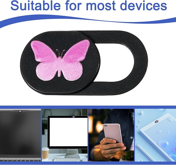 3 Pcs Webcam Cover Slide Butterfly Design Ultra-Thin Laptop Camera Cover Slide Web Cam Privacy Blocker for Desktop Laptop Computer Smartphone Tablet to Protect Your Privacy and Security