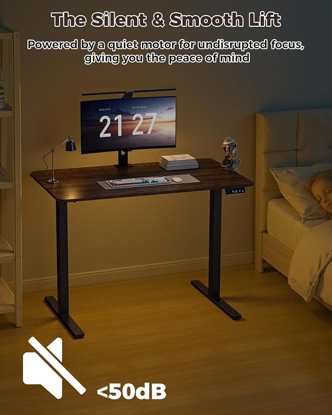 Electric Standing Desk 48" x 24", Height Adjustable 28"-46", Sit Stand Desk with Memory Presets, Smooth & Quiet Motor, Reinforced Frame, Easy Assembly, Ergonomic Home Office Desk
