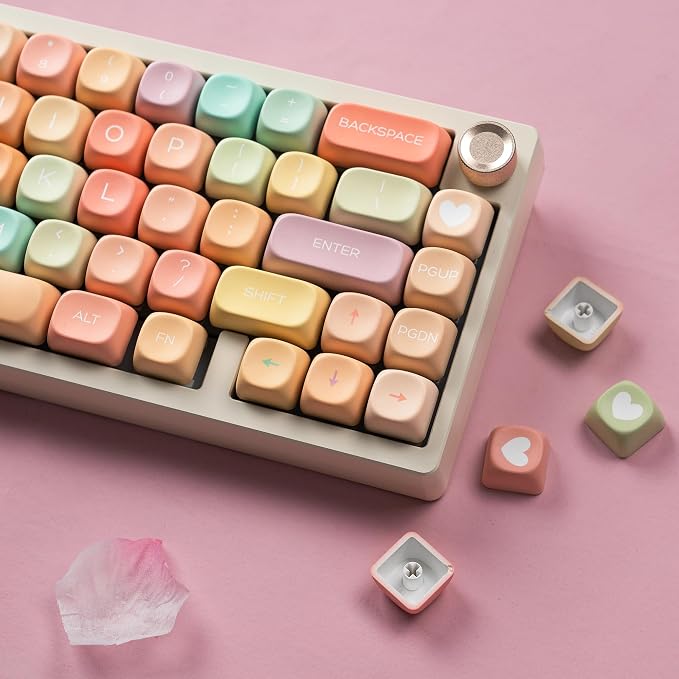 dagaladoo Cute Candy Keyboard keycap Set,dye sub pbt keycaps Colorful,MOA Profile Custom keycaps, Rainbow Keyboard Key Cap for Cherry Gateron MX Switches Mechanical Keyboards(134 Keys)