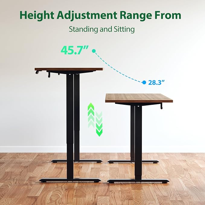 Agilestic Electric Standing Desk, 71 x 31.5 Inches Height Adjustable Desk, Sit Stand up for Work Office Home, Ergonomic Rising Computer Table with Memory Preset, Dark Walnut