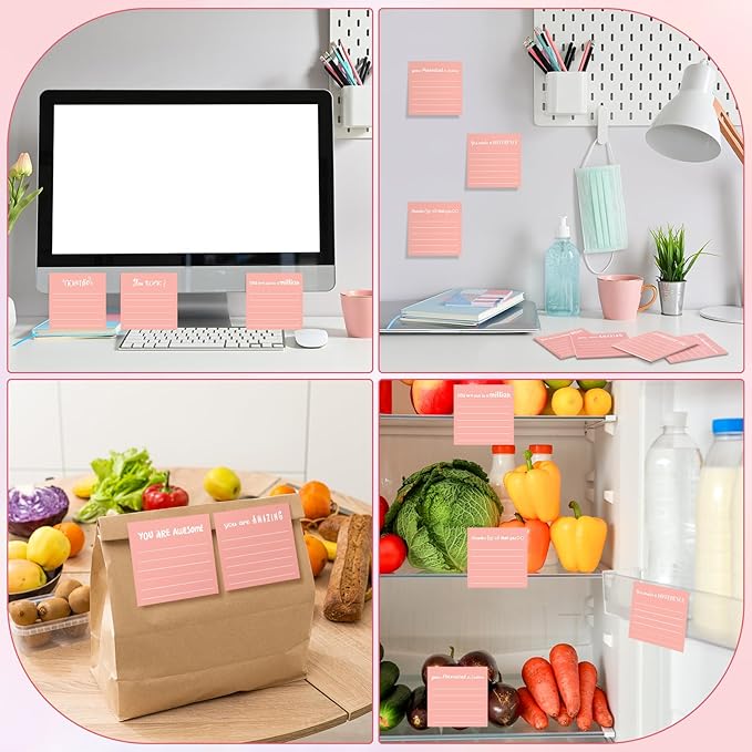 Yinder 24 Pcs Inspirational Sticky Notes Thank You Gift Motivational Sticky Note Pad Employee Appreciation Gift Bulk for Staff Coworker Teacher Nurse Office Groups 3 x 3'' (Appreciation,Pink)