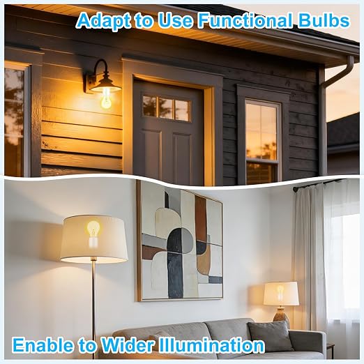 Remote Control E26 E27 Light Bulb Socket Adapter,GreenCyle Wireless Light Switch and 4 Standard Medium Base Lamp Socket Extender 2.3"(5.8cm),Screw-in,Max 500W,No Wiring Needed,500ft RF Range,for Lamp