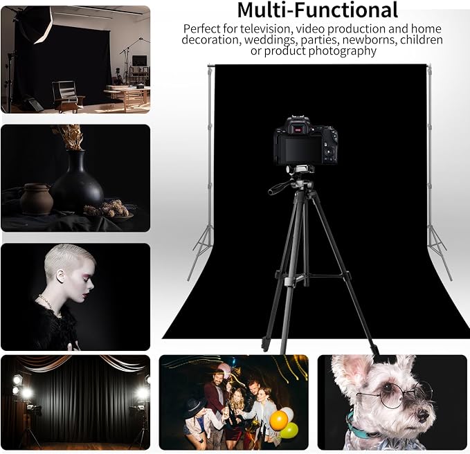 10 x 20 ft Backdrop Background Black Screen Black Backdrop for Photography Video Recording Picture Shooting high Density Polyester Fabric Pure Recording Parties Curtain