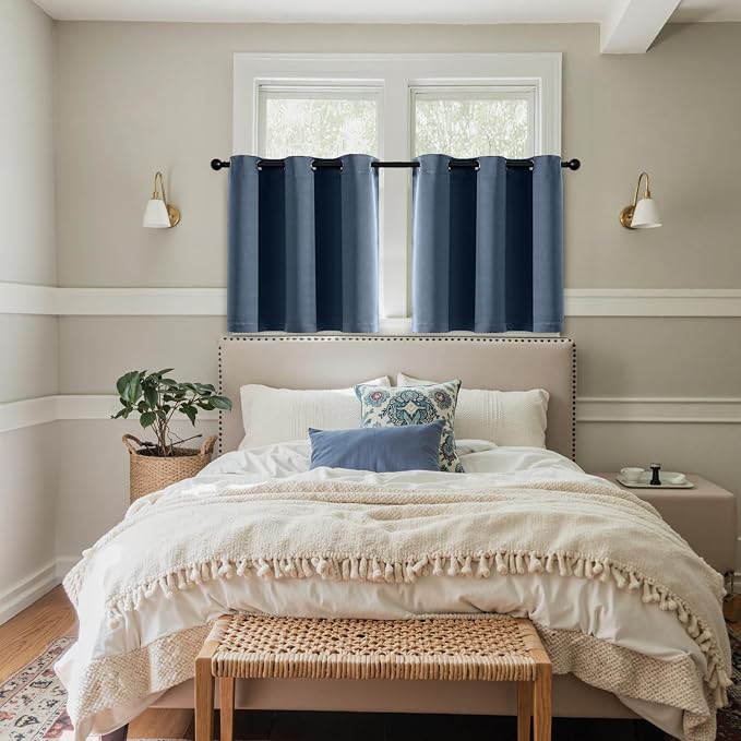 MIULEE Blackout Curtains for Bedroom Living Room 2 Panels, Thermal Insulated Room Darkening Drapes Grommet Noise Reducing Light Blocking Window Treatments 36 Inches Long 40x36 Inch Stone Blue