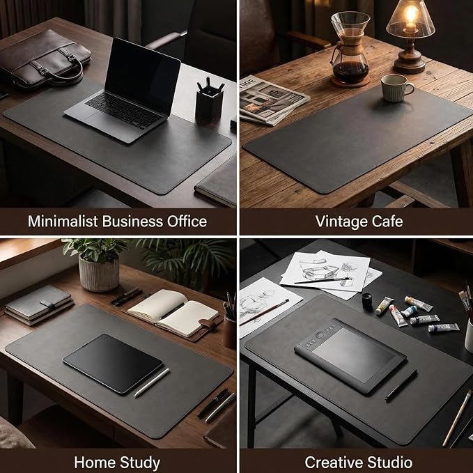Leather Desk Mat - Non-Slip PU Desk Pad for Office and Home - Desk Organization and Accessories - Ideal for Mouse Pad and Desk Mats on Top of Desks(Dark Gray,27.58''x 39.01'')