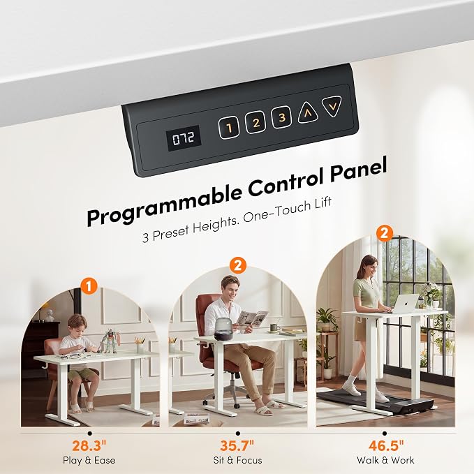 FEZIBO One-Piece Standing Desk, 40"x24" Seamless Tabletop Electric Height Adjustable for Home Office, Study Rooms & Multi-Device Workstations, White