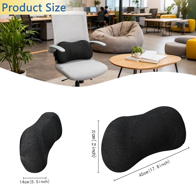 Lumbar Support Pillow | Back Support for Office Chair Car, Ergonomic Memory Foam, Fatigue Relief, Comfort and Support Your Back