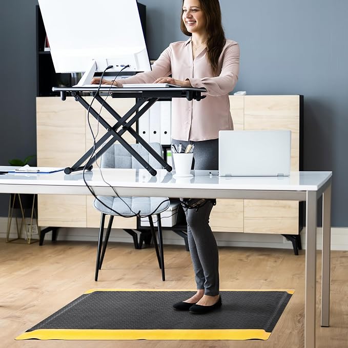2 x 6 FT Anti Fatigue Mats Industrial 15/16 Inch Thick Soft Sponge Ergonomic Mat Durable Heavy Duty Diamond Plate for Standing Non Slip Industrial Grade Floor Mat for Leg & Back Pain