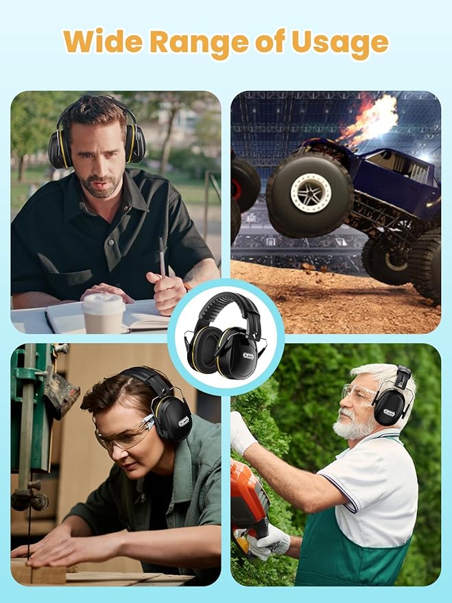 Noise Reduction Ear Muffs, Noise Cancelling Headphones for Adults, Kids Autism Sensory Ear Protection Earmuffs, 31dB Hearing Protection for Shooting Gun Range, Mowing, Fireworks, Concerts