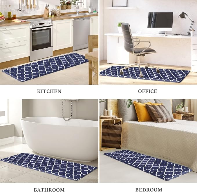 WISELIFE Kitchen Runner Rugs Anti-Fatigue mats,17.3"x 60",Non Slip Waterproof Ergonomic Comfort Mat for Kitchen, Floor Home, Office, Sink, Laundry,Blue
