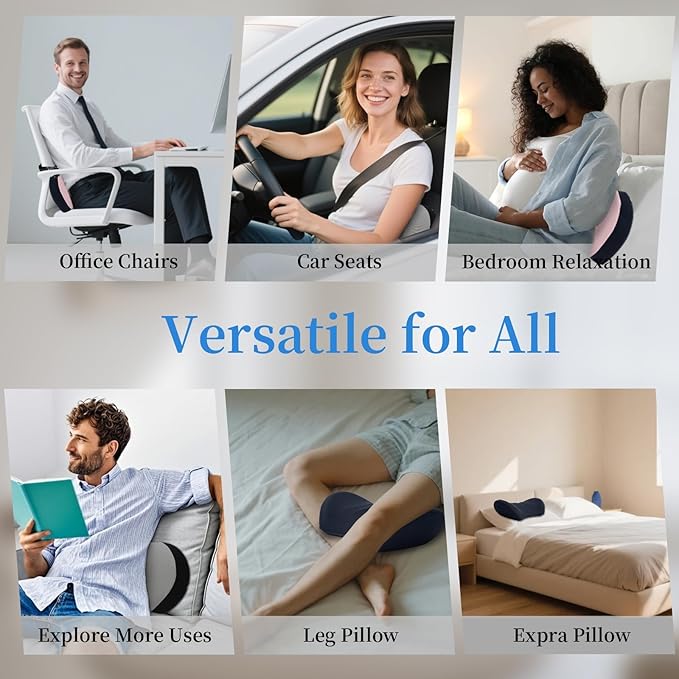 Lumbar Support Pillow for Office Chair - Lumbar Pillow for Car, Memory Foam Ergonomic Lumbar Support Pillow for Car Back Support for Office Chair