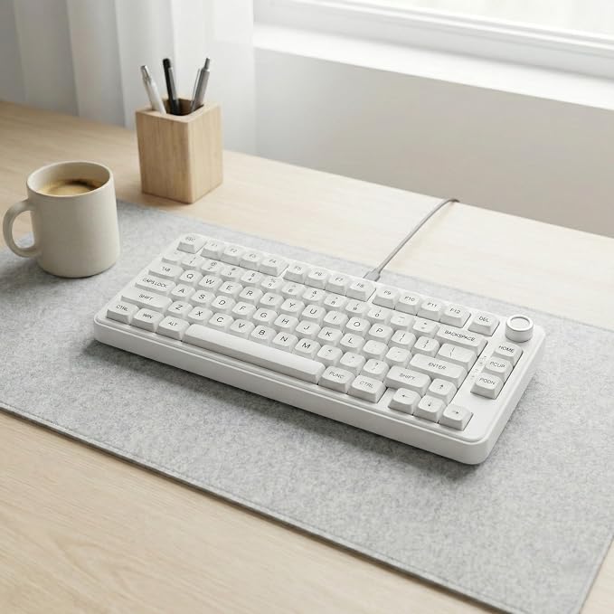 120 Keys PBT Dye Sublimation Keycaps, White Minimalist Milk Style Keycap Set, XDA Profile Custom Keycaps for Mechanical Keyboard 60% 65% 75% 100% Cherry MX Switches