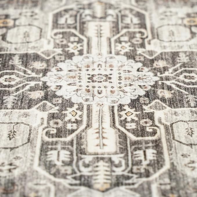 RUUGME Washable 2x3 Area Rugs - Large Boho Rugs for Living Room Stain Resistant Carpet Vintage Tribal Rugs for Bedroom Kitchen Bathroom with Non Slip Backing Home Decor Floor Decoration Mat 2x3 Grey