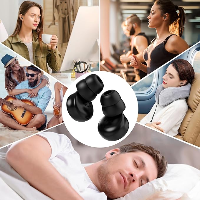 M1 Ear Plugs,45dB Ear Plugs for Sleeping,High Fidelity Concert Ear Plugs for Noise Reduction,Work,Travel,Sports,with 6 Silicone Earplug Tips,Reusable Noise Cancelling,Black
